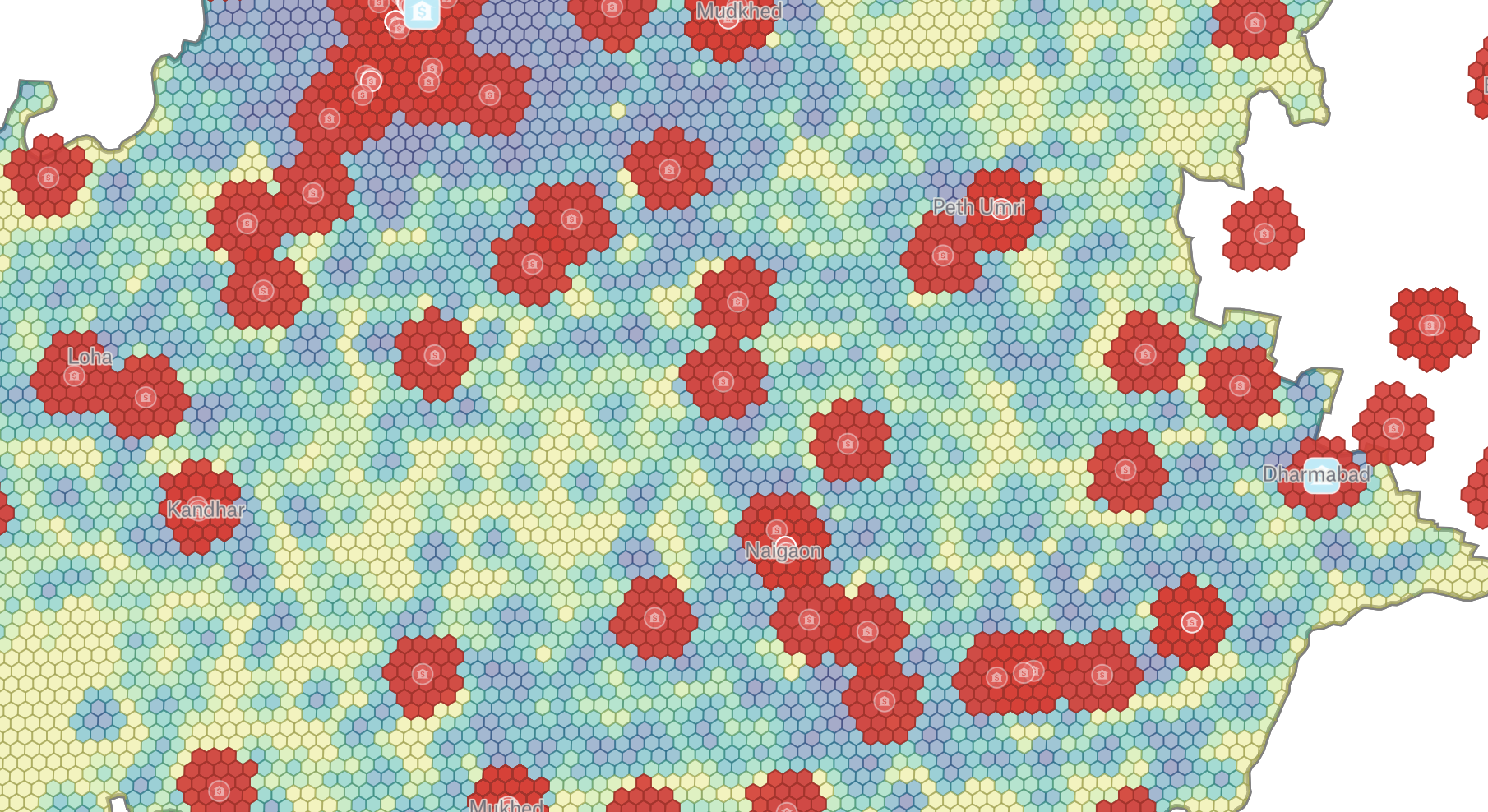 District total decomposed to hexagons