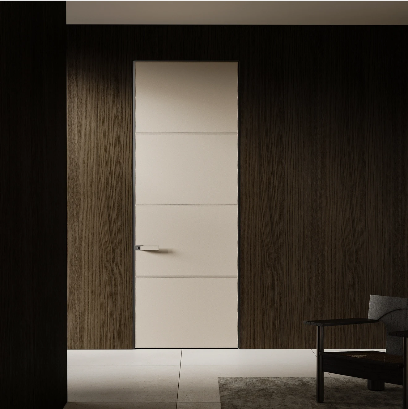 CONCEALED LEATHER DOOR IN SABLE LEATHER