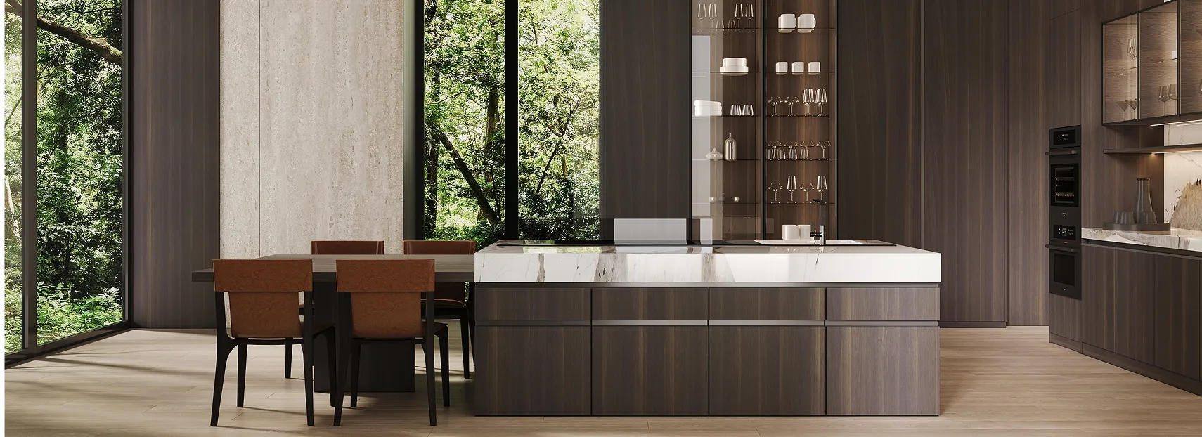 Bespoke joinery in a luxury villa featuring custom designed kitchen cabinetry