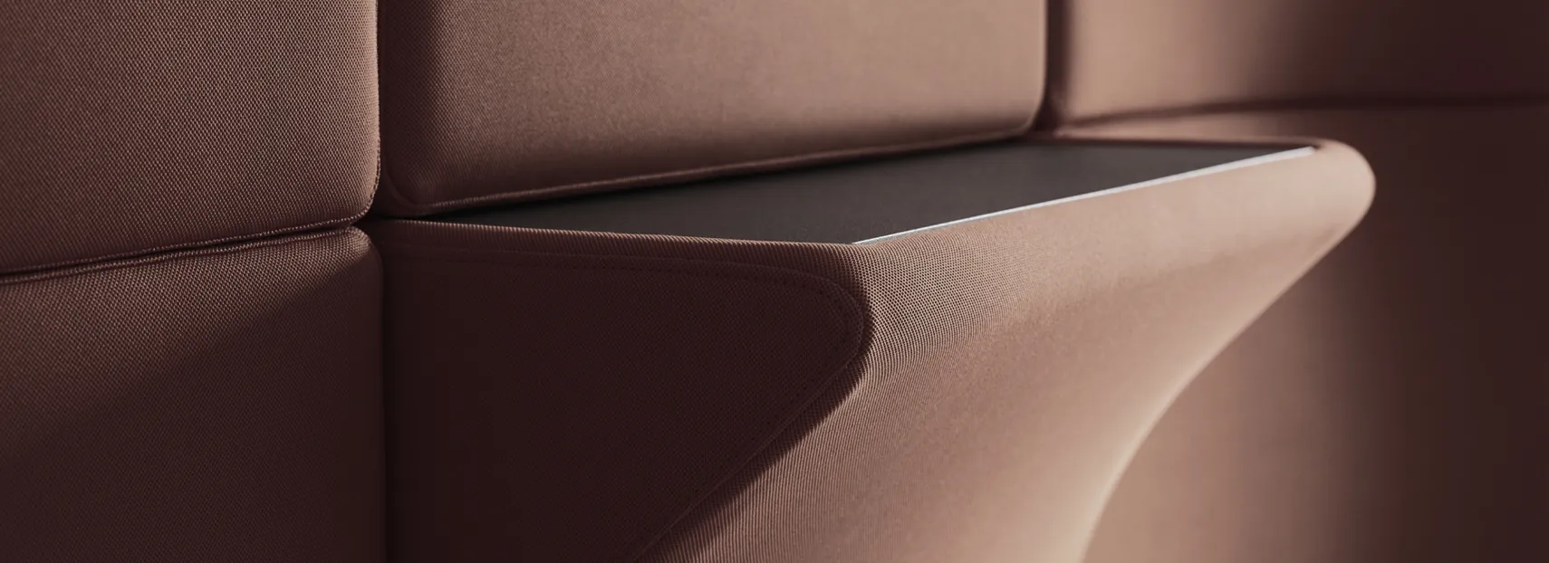 Landing wall with integrated MEP systems for concealed lighting and ventilation, enhancing functionality and comfort.