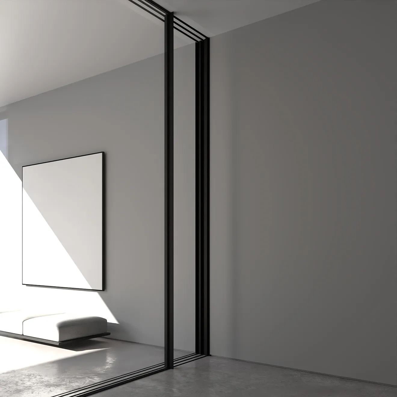 Minimalist sliding window in luxury villa