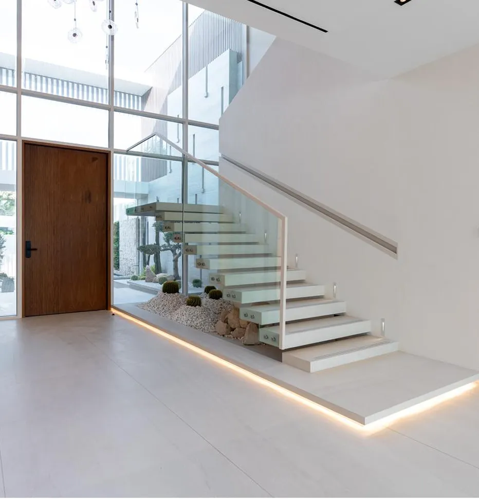 Custom designed staircase for a minimalist look in a luxury villa