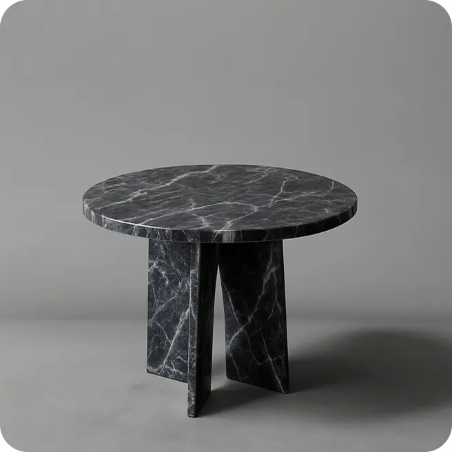 Marble sculpted coffee table showcasing artisan stone craftsmanship and refined organic design.
