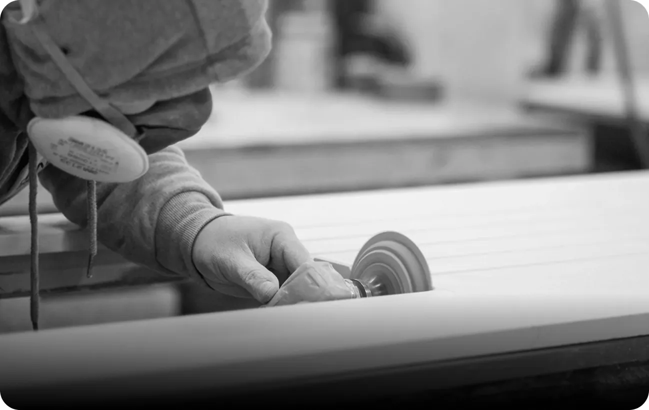 Stone polishing station ensuring fine finish and surface for luxury applications.