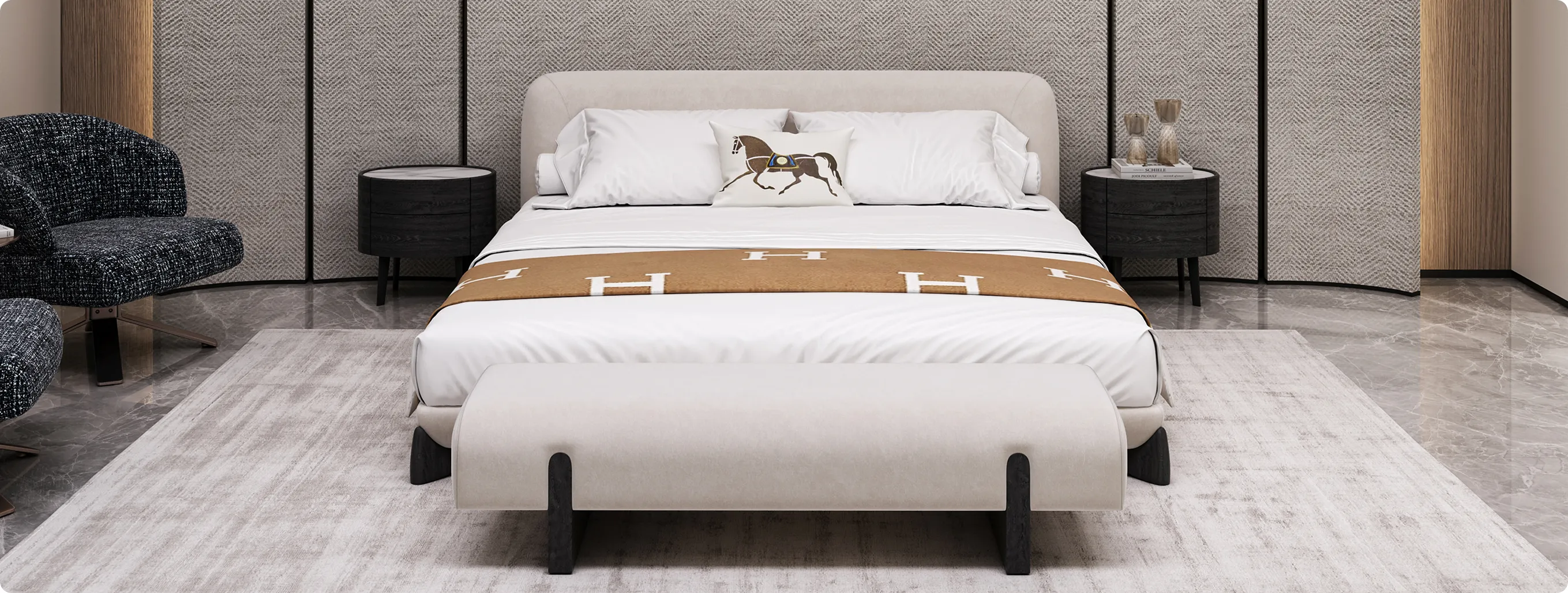 bathroom with suspended mirrors and marble sink