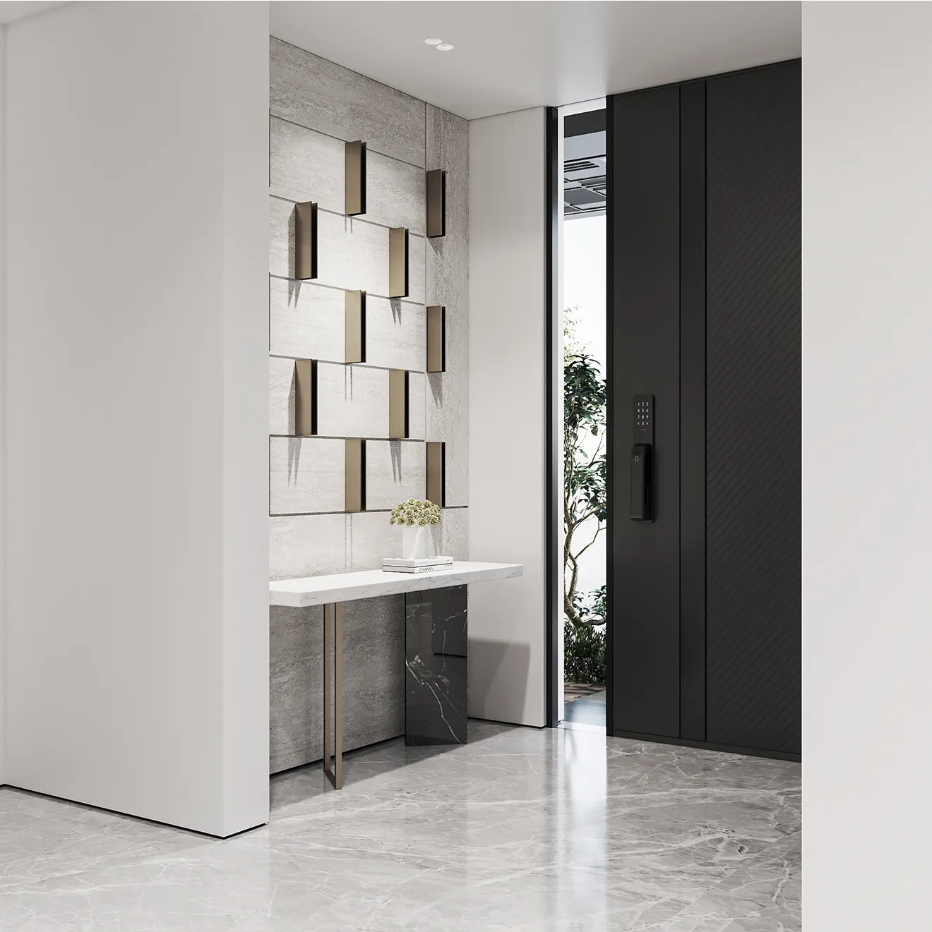 Advanced security system with automated door access in a private villa in Riyadh