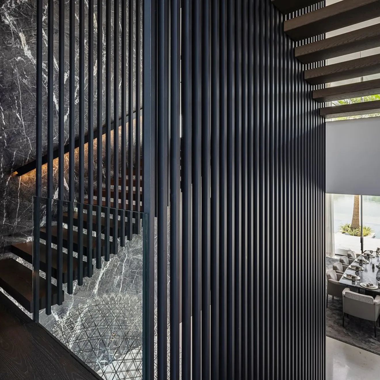 Custom made floating staircase with wood works