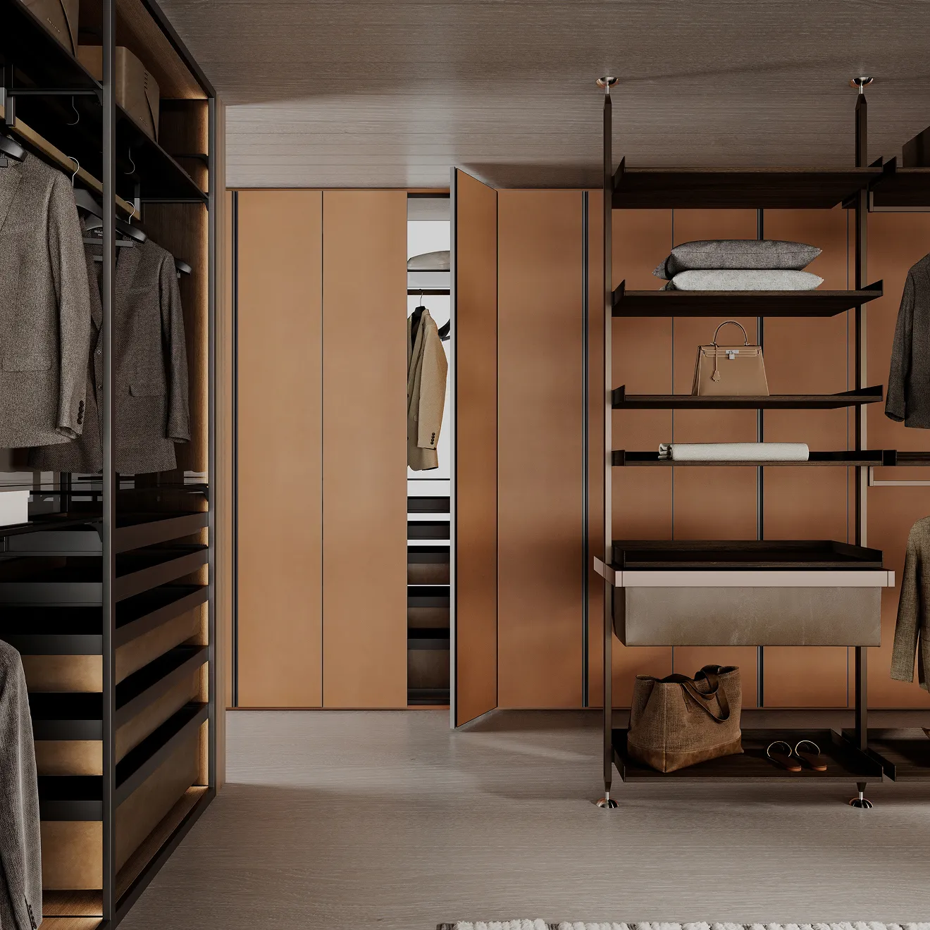 Wardrobe with modular storage areas