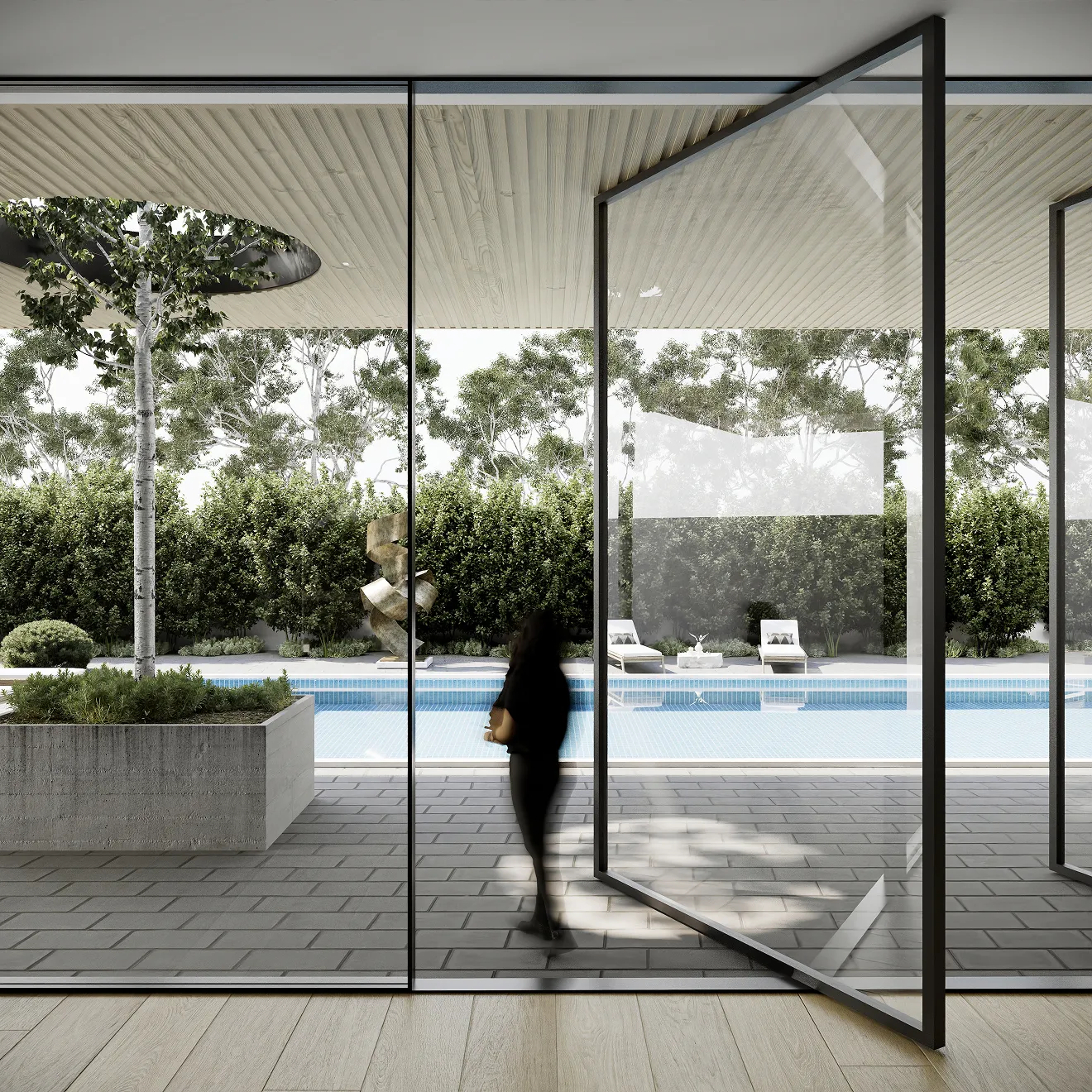 Pivot window system featuring sleek profiles and advanced hardware for smooth operation