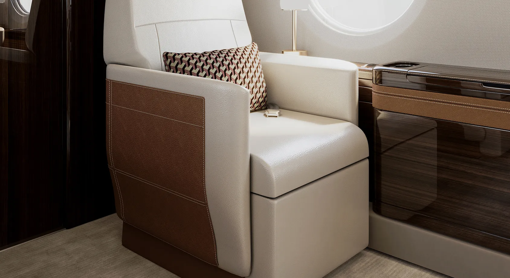 Luxury private jet custom seating with diamond quilting
