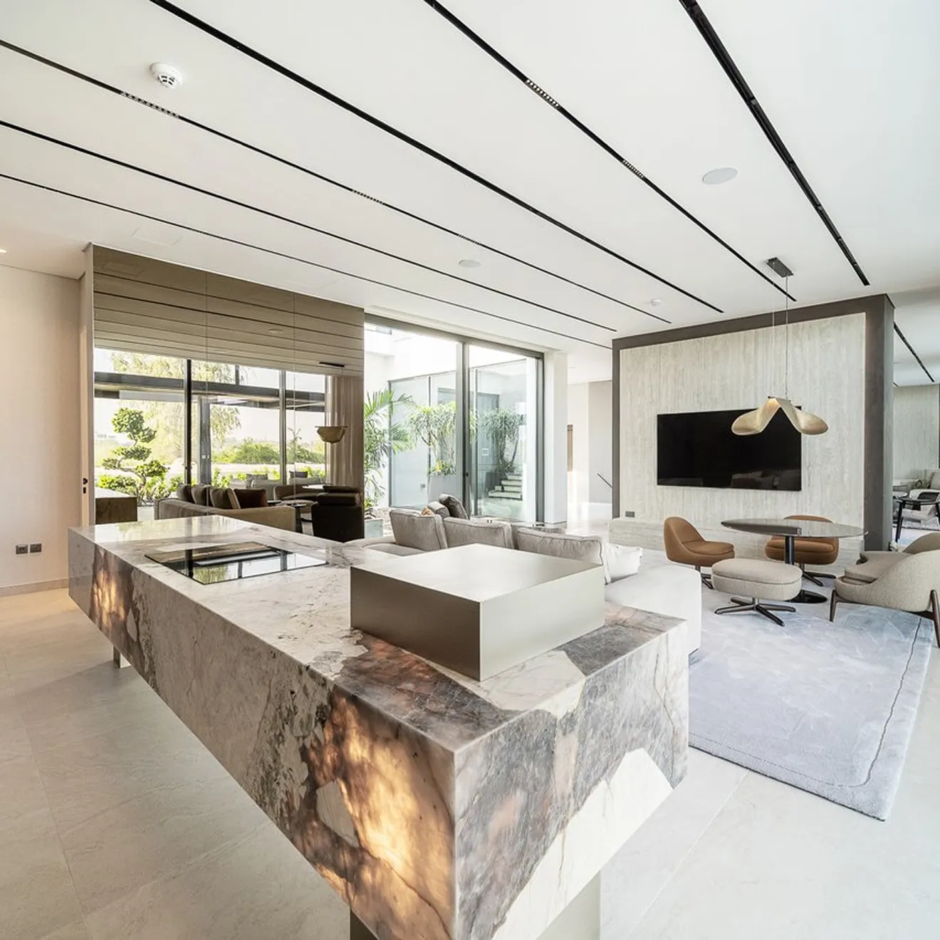 Modern villa interior design with custom designed ceilings