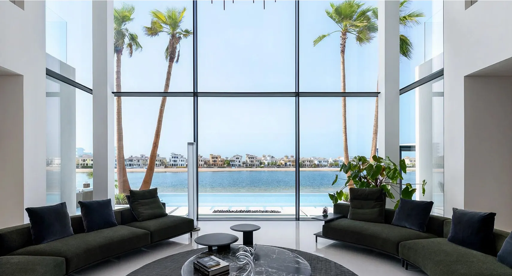 Spacious villa interiors with bespoke joinery details in a luxury villa