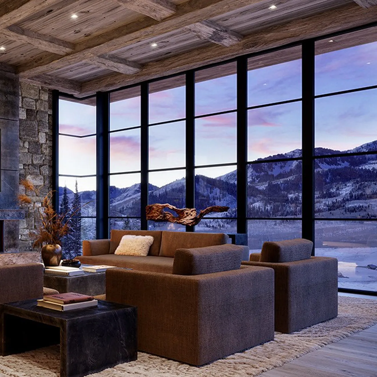 A modern residence with expansive bullet-resistant glass walls