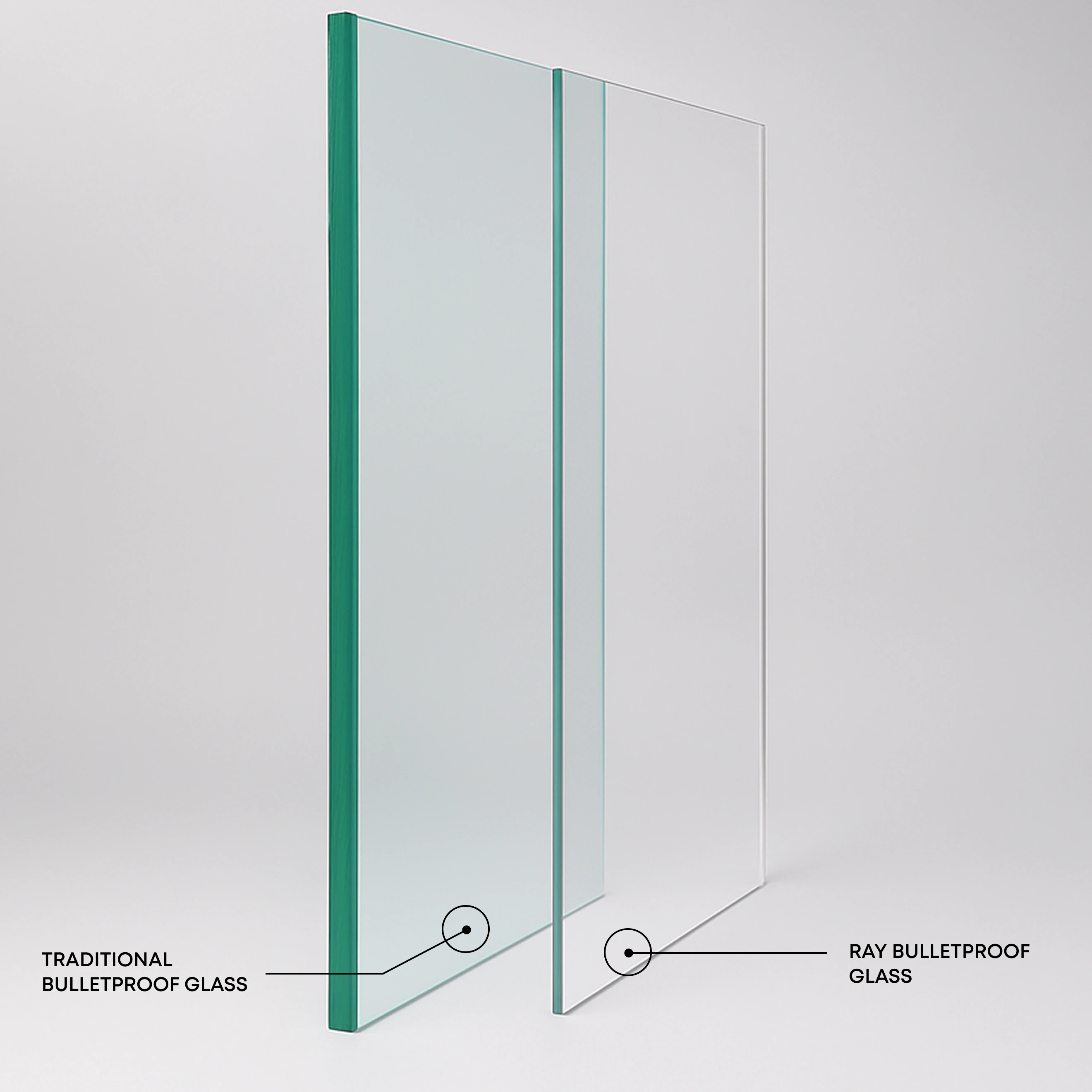 Living room with bulletproof floor-to-ceiling windows facing a snowy mountain view 