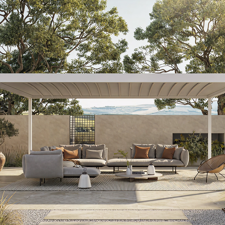 Modern bathroom design with a freestanding bathtub, vanity, expansive windows, and a walk-in shower with a Hansgrohe Rain Select system
