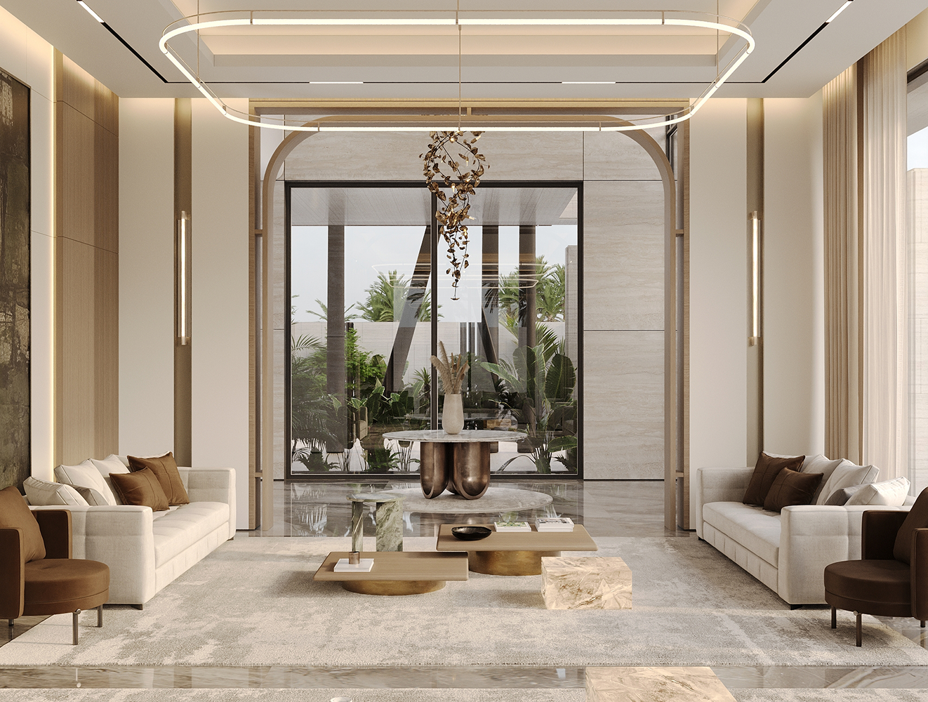 Custom-made wardrobe with storage shelves in a modern villa by an interior design firm in Dubai.