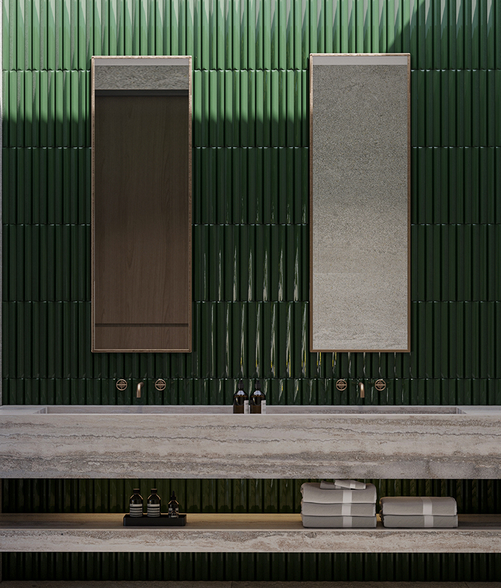 Interior design in Dubai with quality wood and stone finishes.