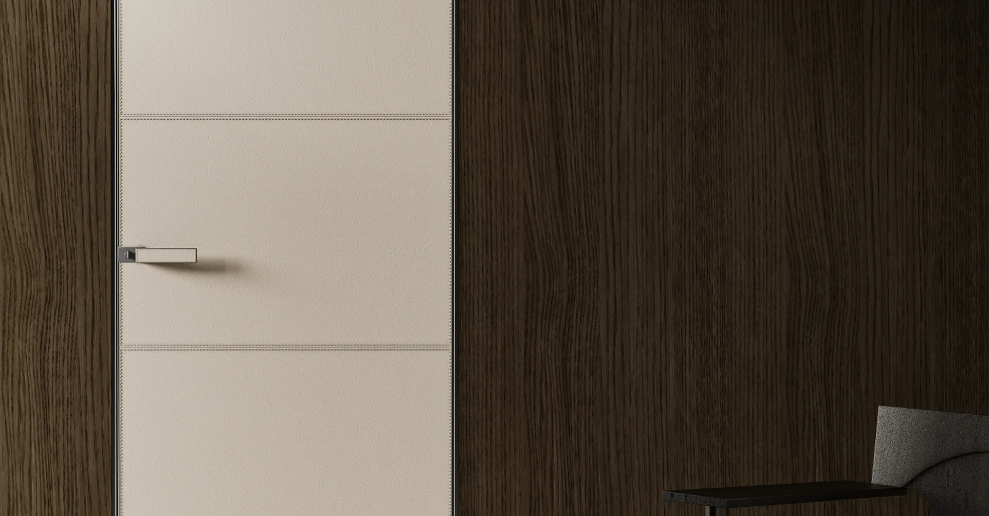 Modern interior design featuring a Ray Systems concealed door.