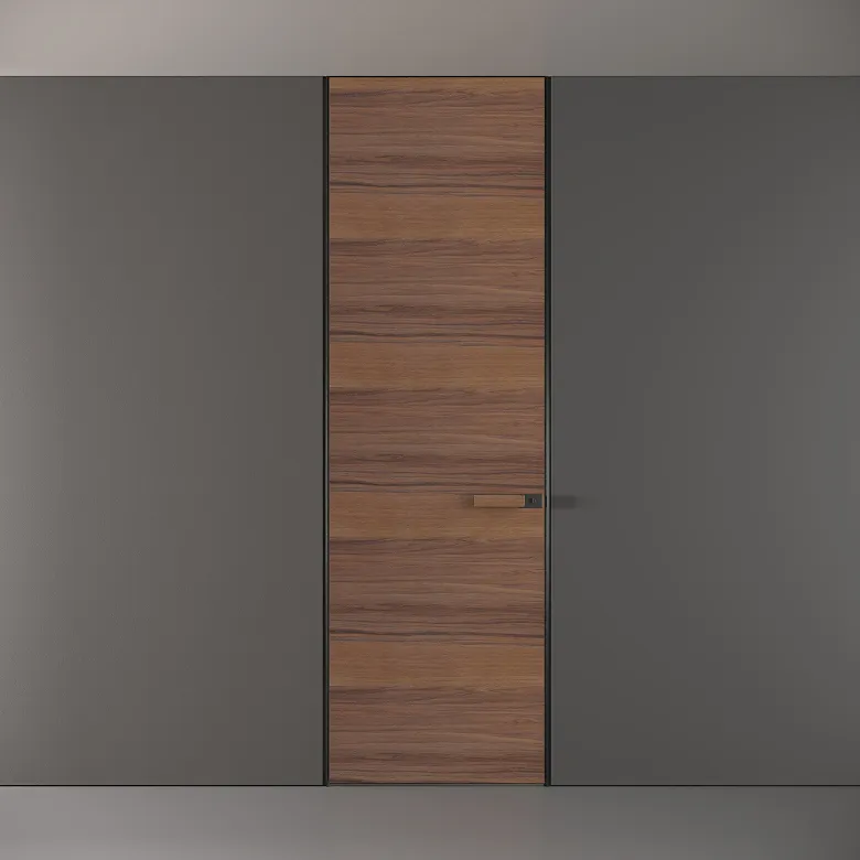 Minimalist interior with a concealed ceramic-finished door.
