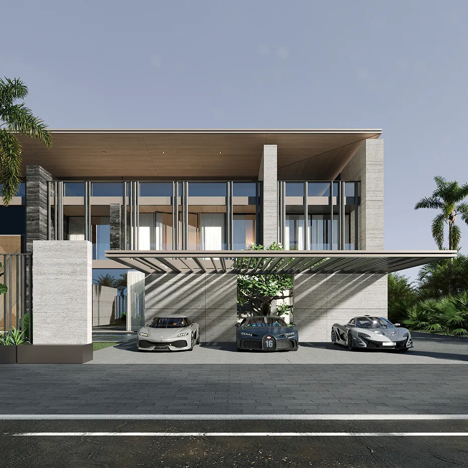 Grandscale luxury villa design featuring floor-to-ceiling windows designed by rayfitout.