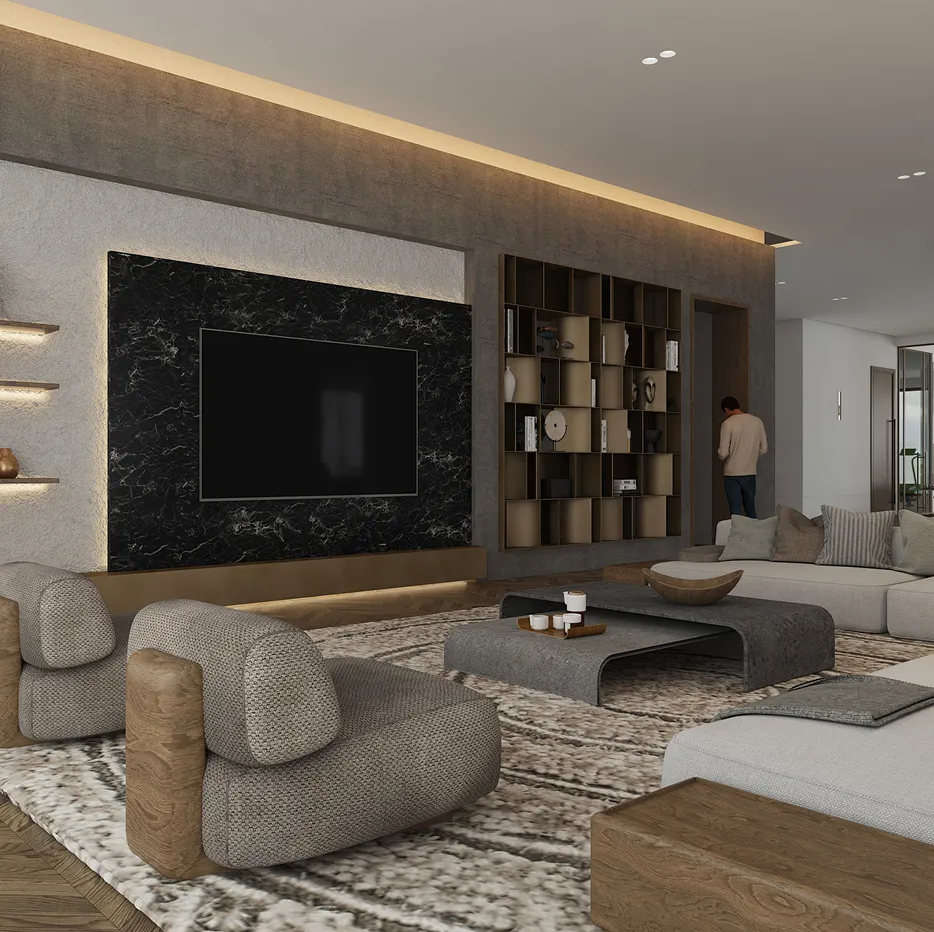 Modern living room interior by one of the top Dubai interior design companies in Dubai.