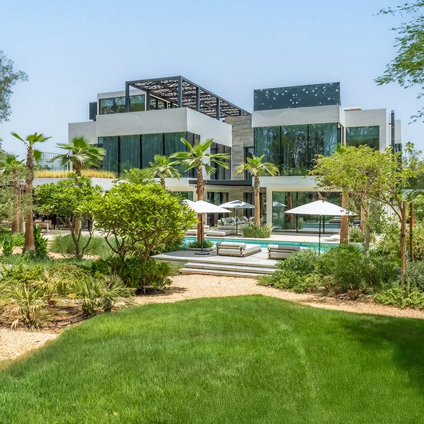 Luxury villa interior design featuring a built-in pool in Dubai.