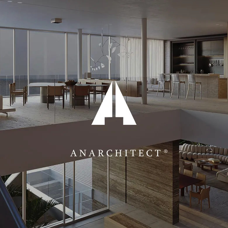 High-ceiling loft with a turquoise centrepiece feature and city view interior design.