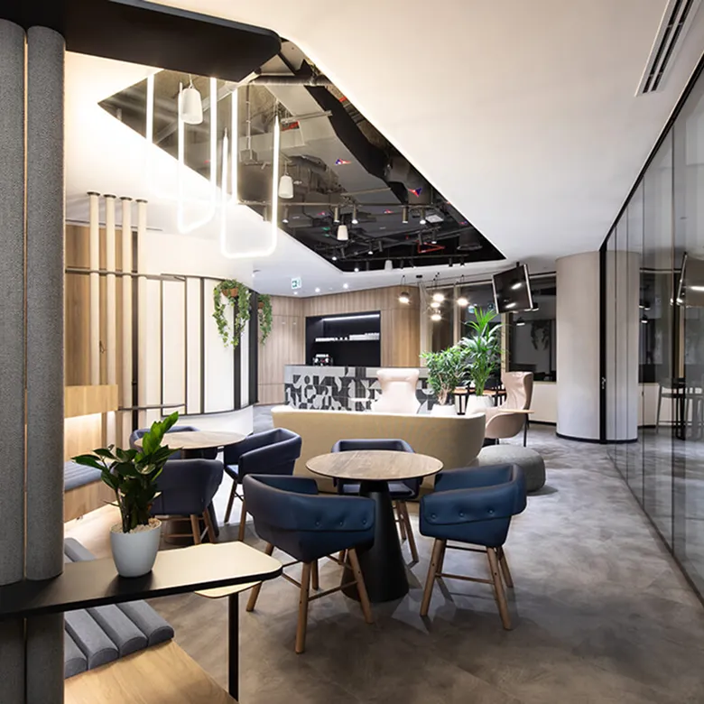 Office setup featuring modern interior design by one of the top interior design companies in Dubai.