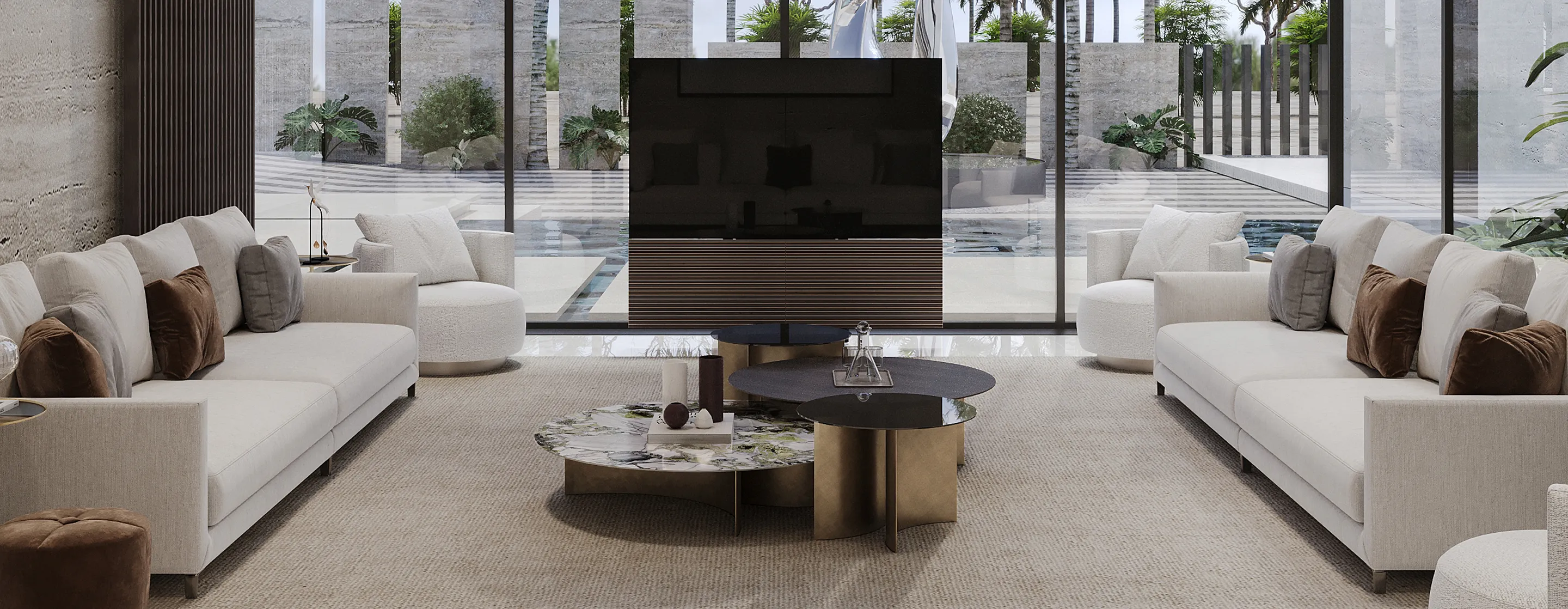 Luxurious living room interior design with elegant furniture and an open plan design