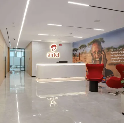 Airtel headquarters interior fit out by Design Infinity in Dubai.