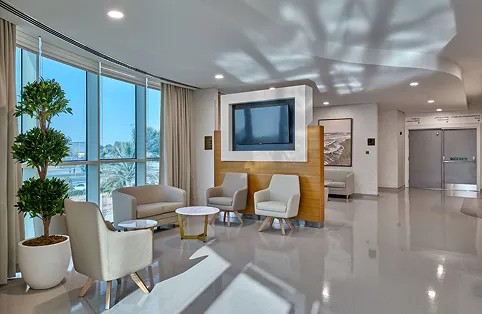 Contemporary healthcare interior fit out by one of the top interior fit out companies in Dubai.