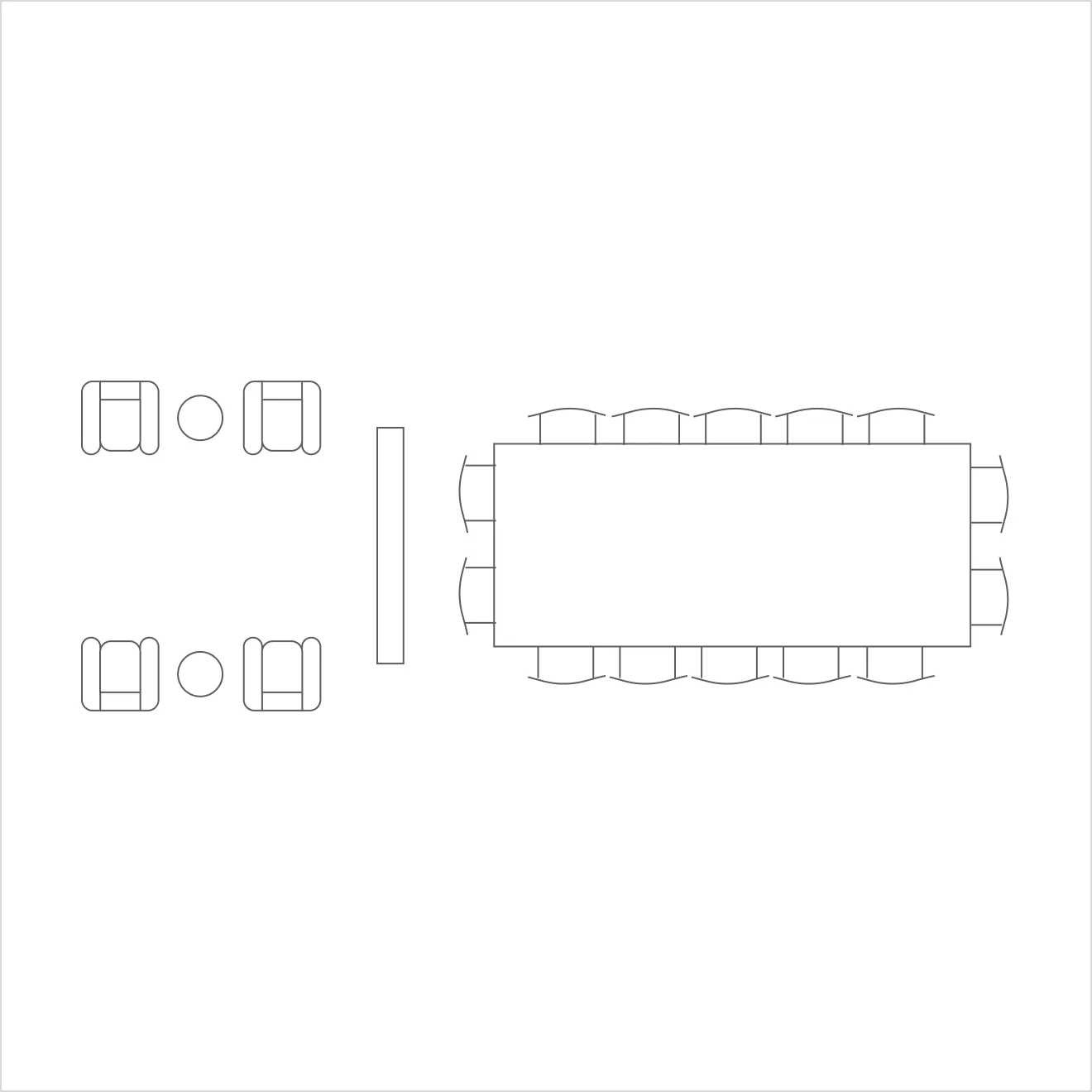 Modern Penthouse Interior Design layout with a central dining table.