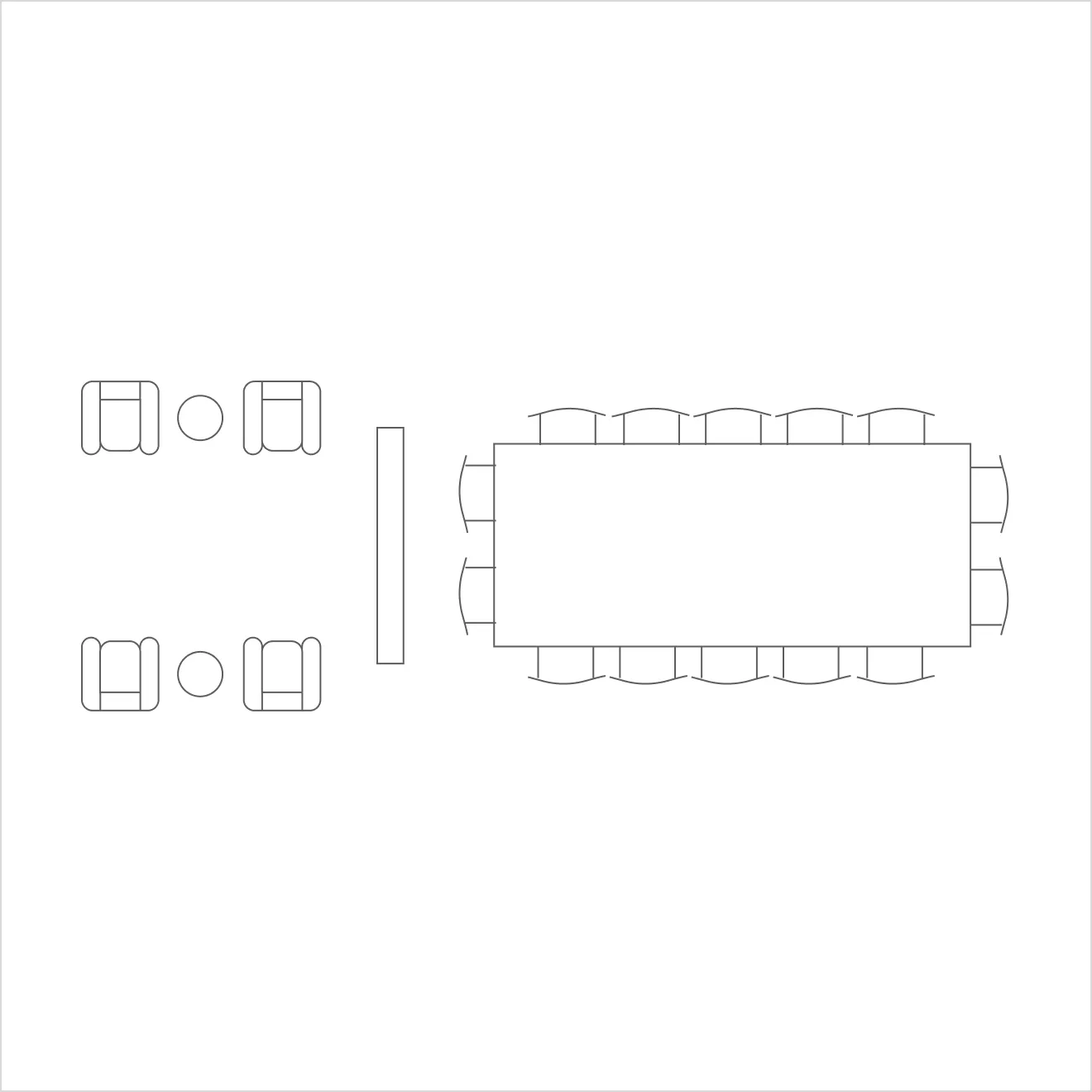 Modern Penthouse Interior Design layout with a central dining table.