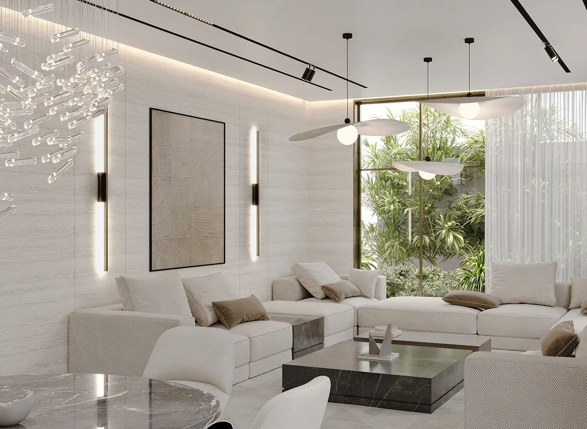 Modern townhouse featuring luxury residential interior design by Rayfitout in Dubai.
