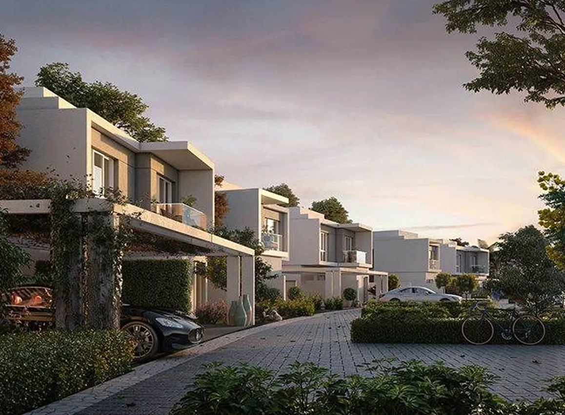 A modern luxury villa residential interior design featuring carport in Dubai.