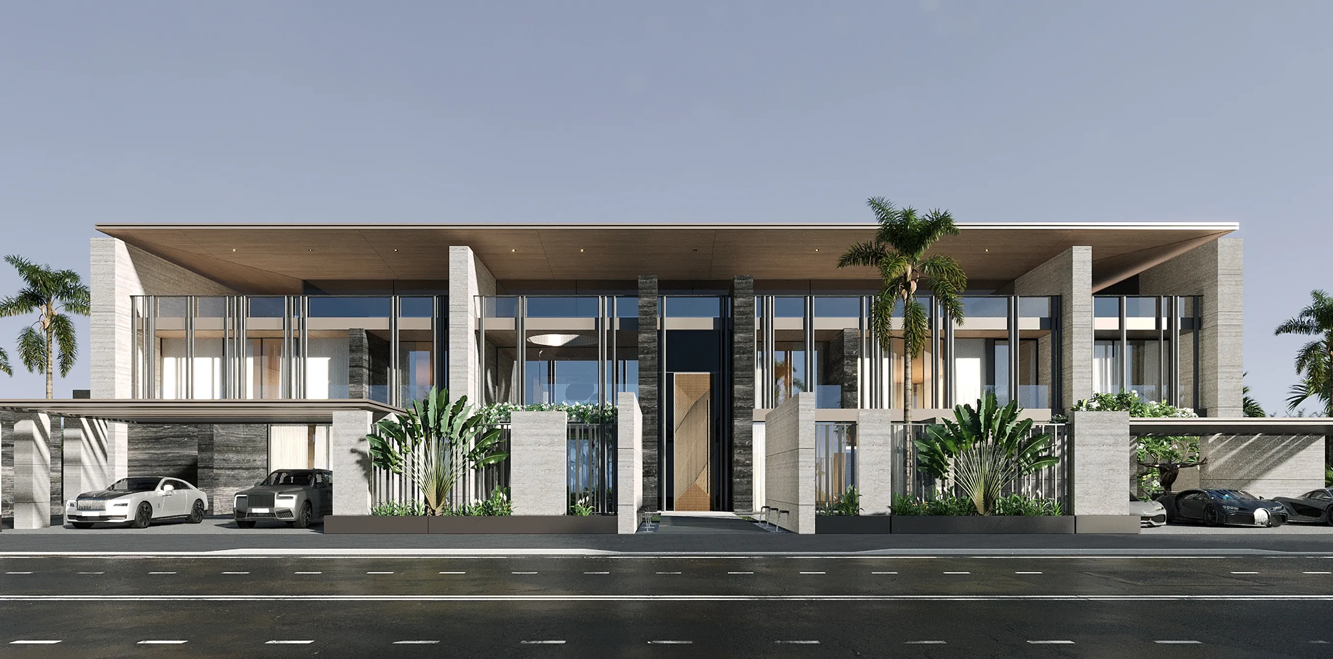 Contemporary interior design with floor-to-ceiling windows by an interior design company in Dubai.