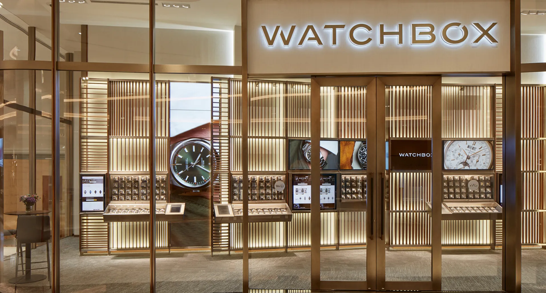 Watchbox retail store interior design featuring premium finishes by a leading commercial interior design company.