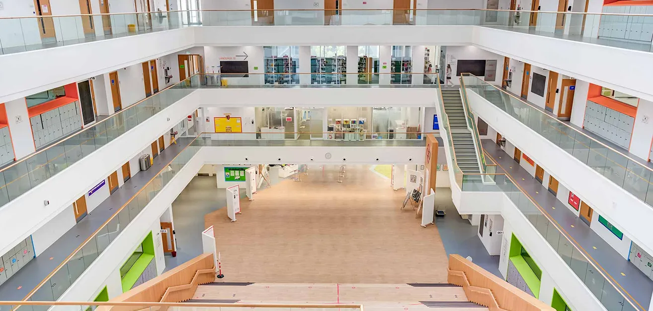 Contemporary learning space with open-plan interior design.