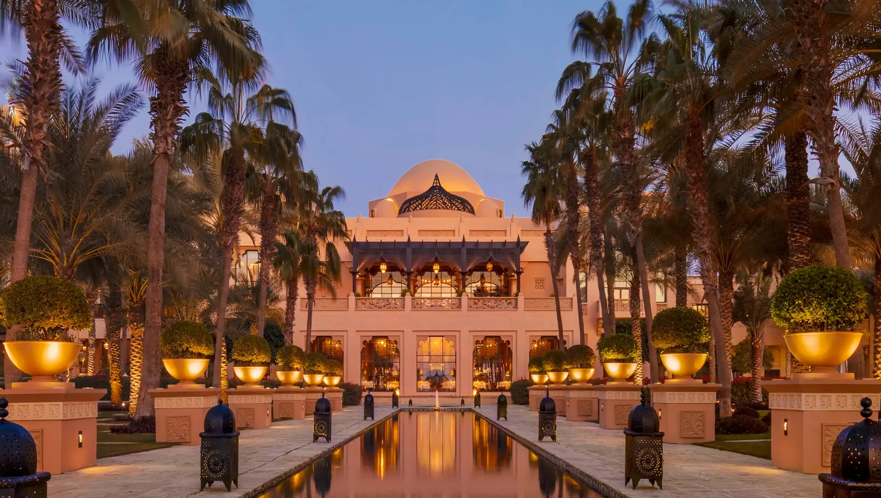 Luxury resort interior design reflecting Middle Eastern architecture.