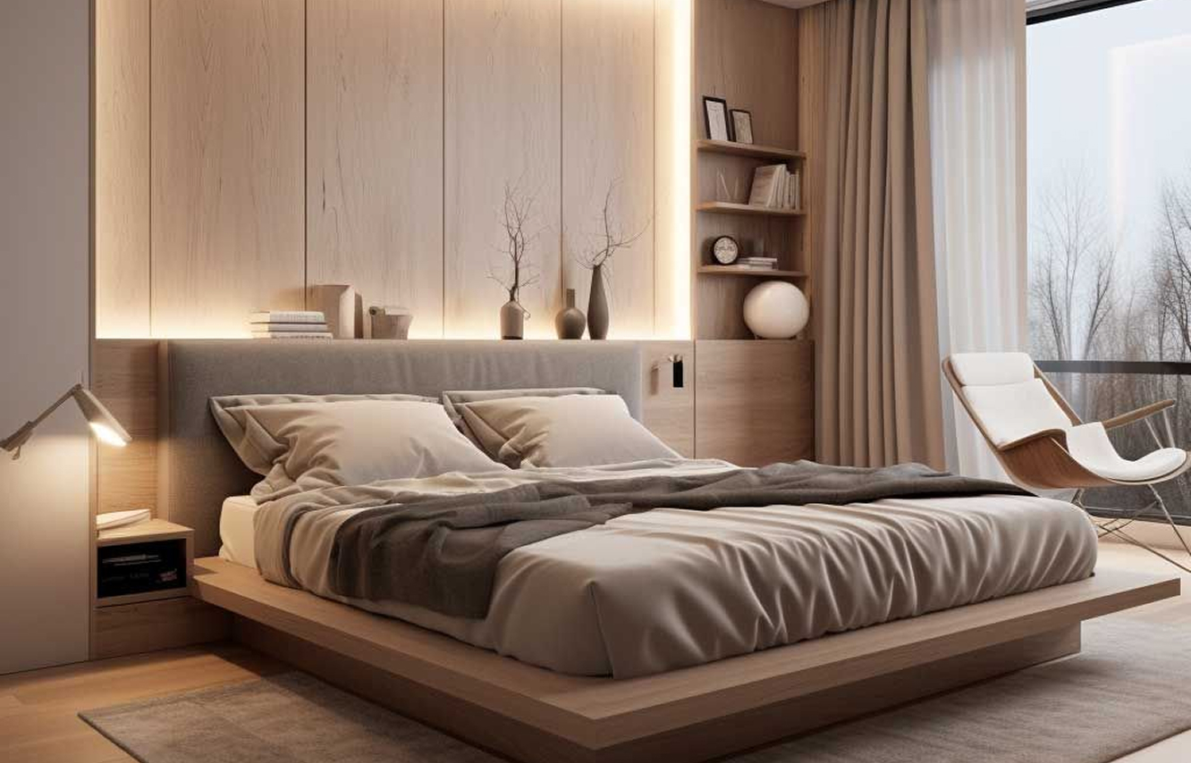 Minimalist living room interior fit out featuring bespoke joinery in Dubai.