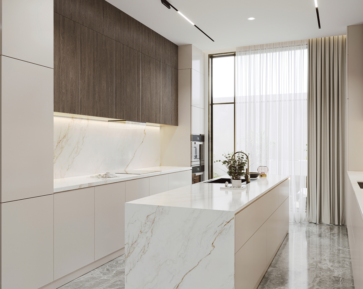 A modern luxury villa residejntial interior design featuring carport in Dubai.