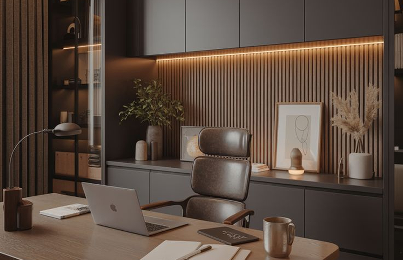 High-end residential interior design of a Palm Jumeirah villa living room with floor-to-ceiling windows.