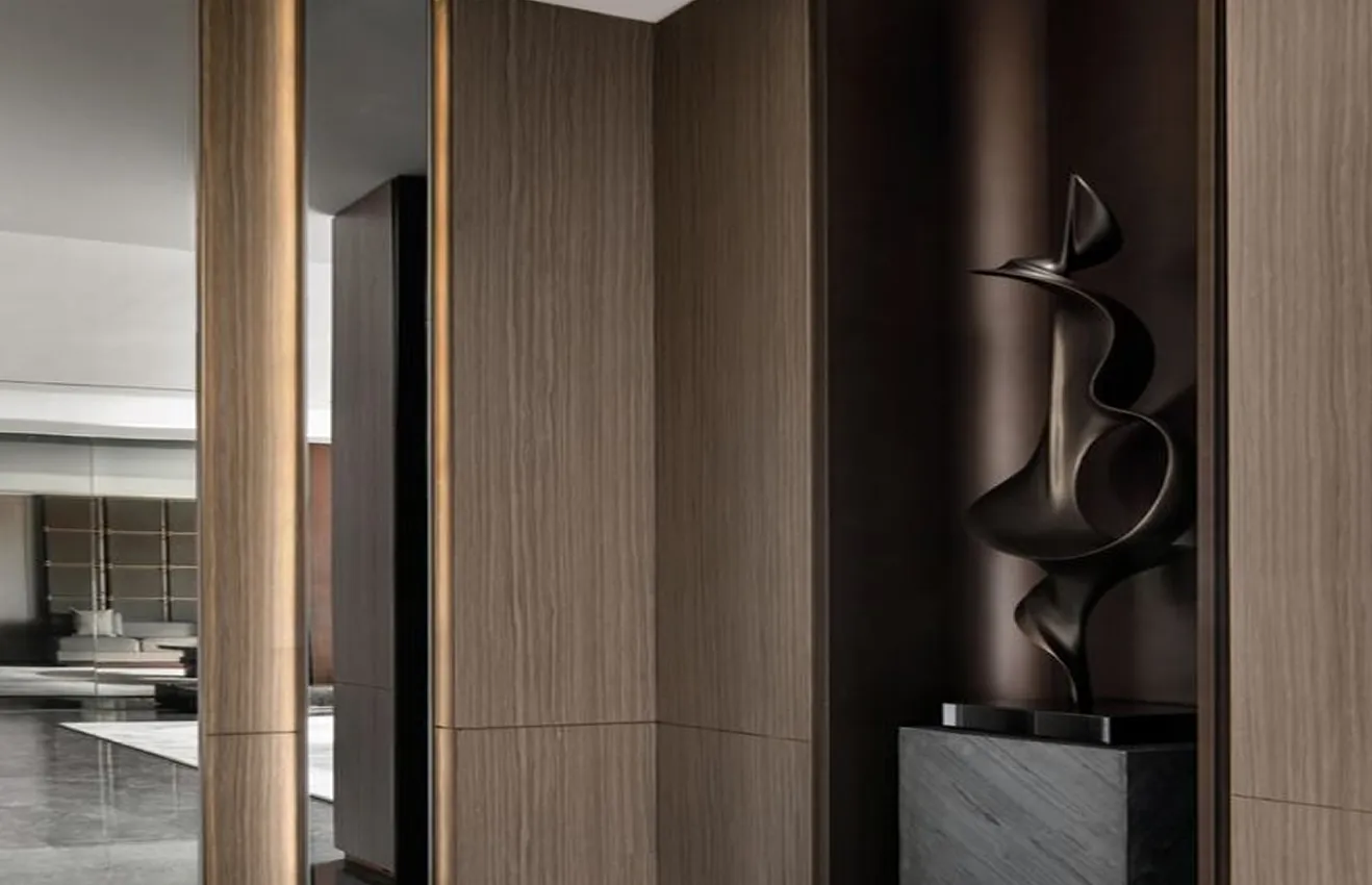 High-end entrance interior design in a luxury villa in Dubai featuring quality finishes.