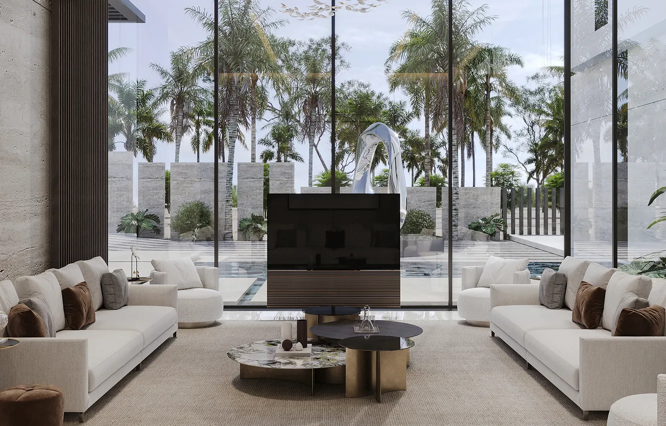 Luxury Dubai fit out featuring a modern home entryway design.