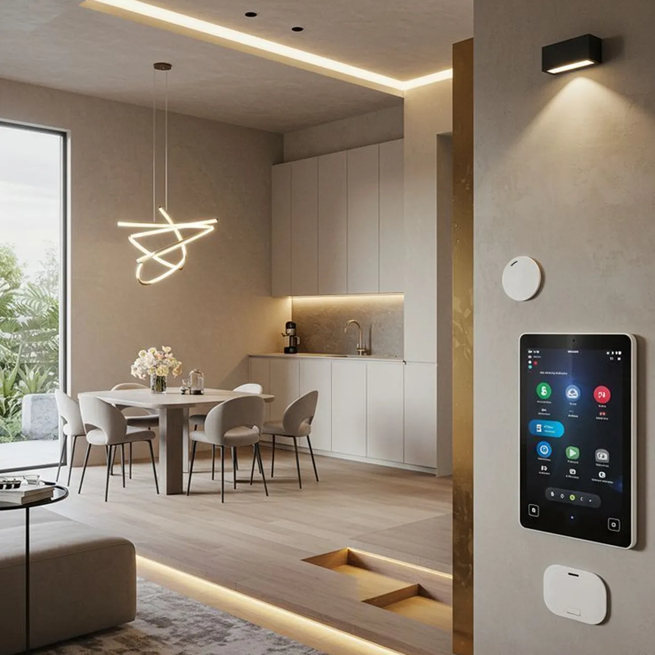 Custom villa interior design featuring integrated smart features in Dubai.