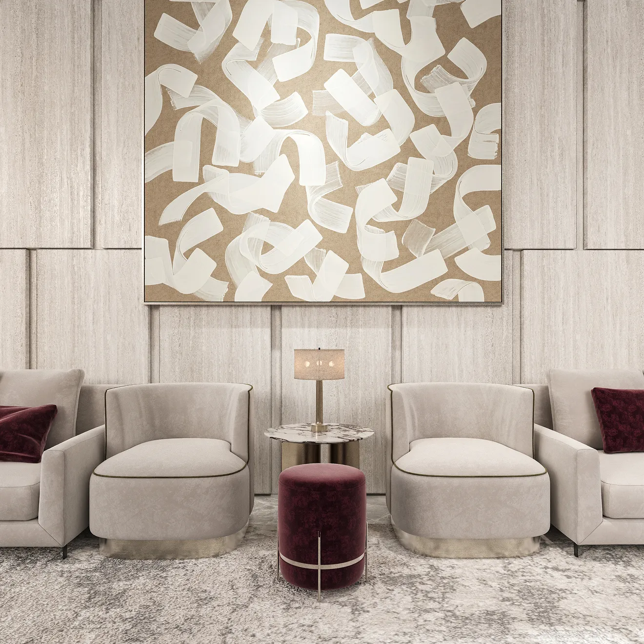 Modern majlis interior in a luxury villa featuring custom furnishing in Dubai.