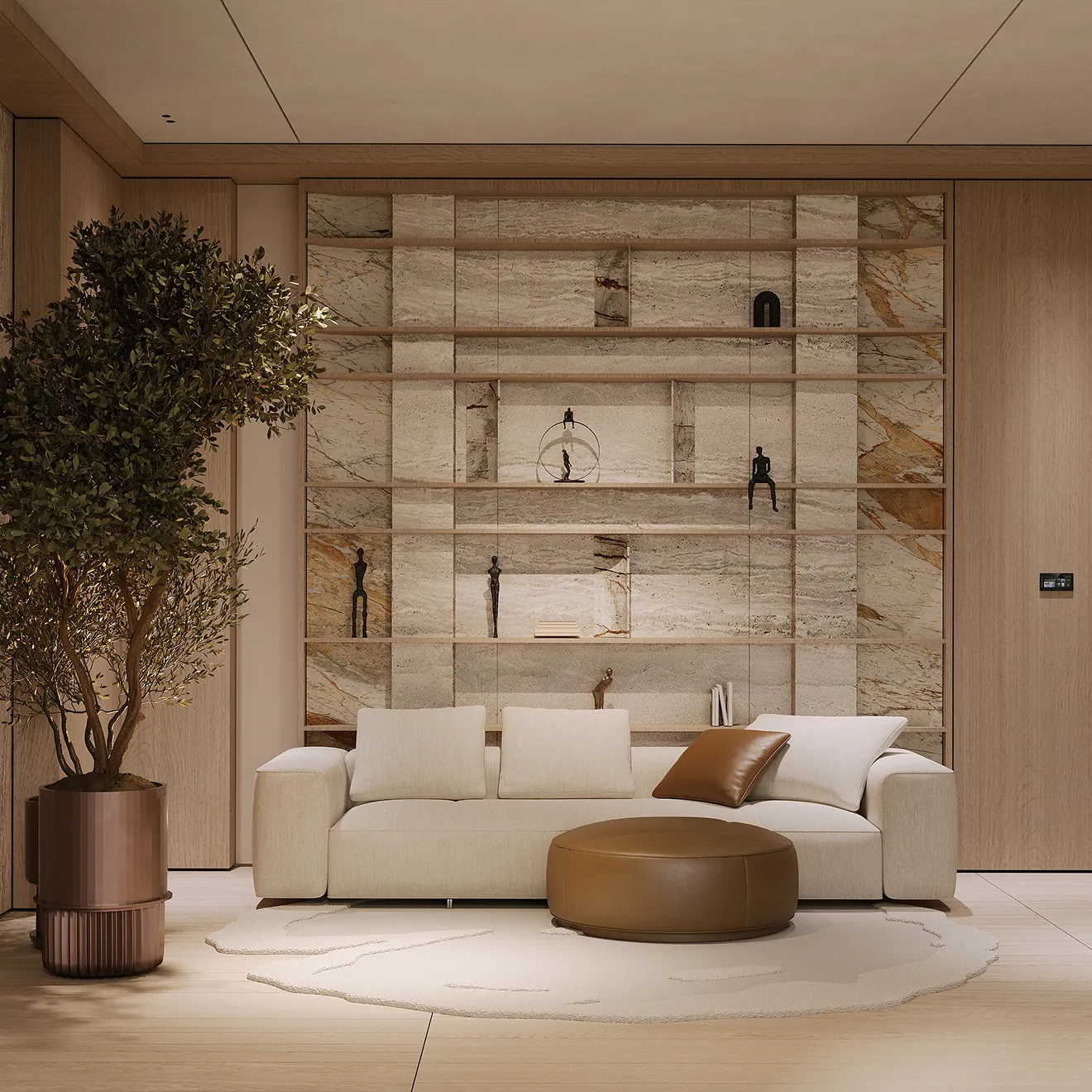 Luxury interior fit out featuring custom furnishings and quality finishes in Abu Dhabi.