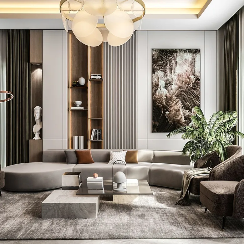 Luxury living room interior fit out by leading interior fit out company in Dubai.