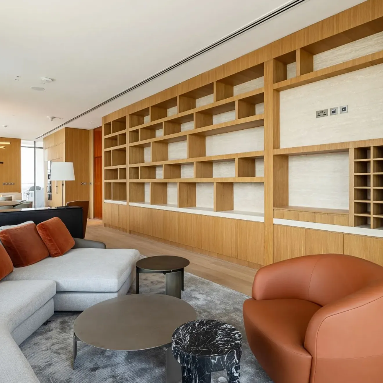 High-end fabric finish in a contemporary living space by an interior design firm in Dubai.