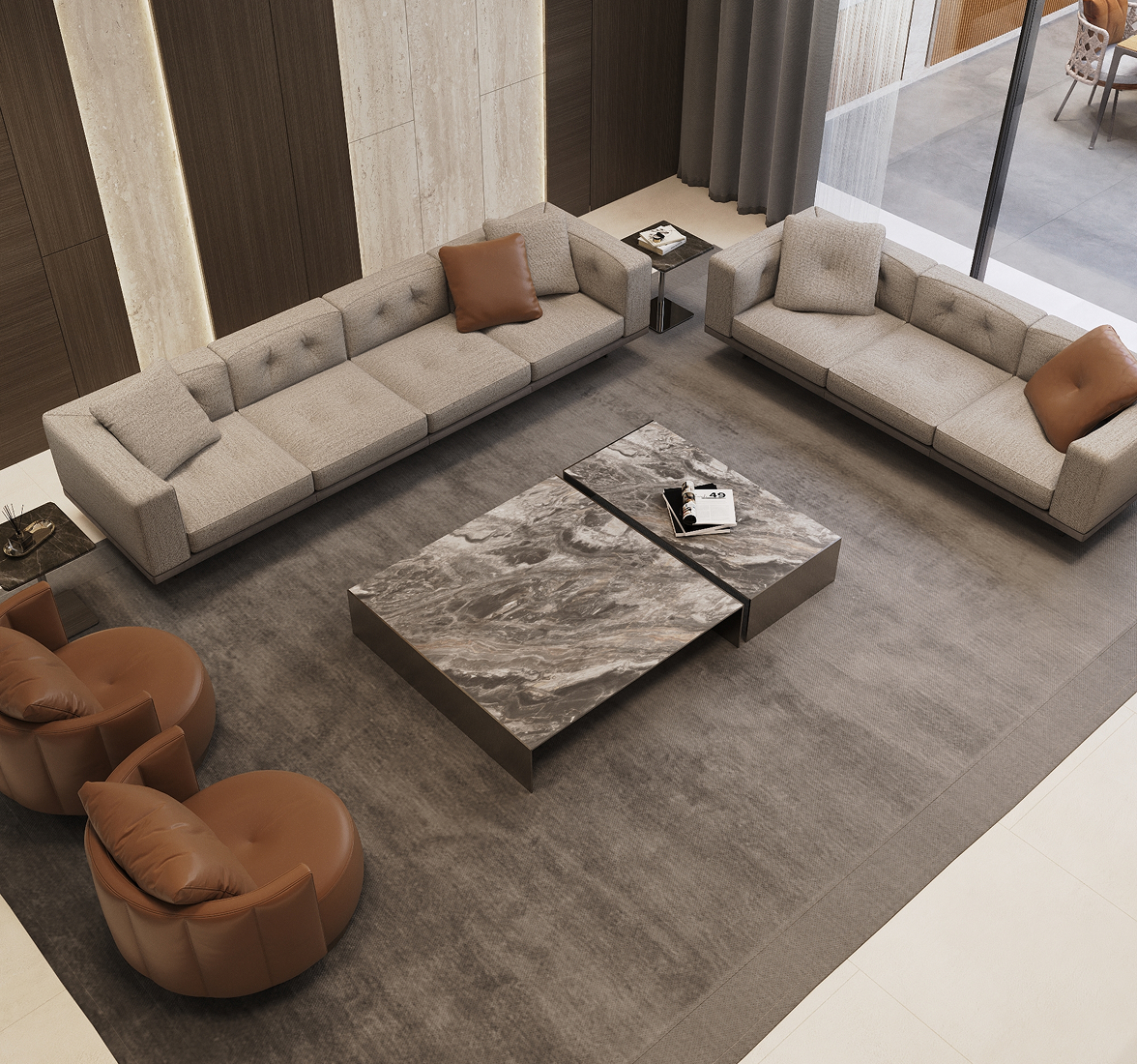 Modern majlis interior design in a luxury villa in Dubai by an award-winning interior design firm.